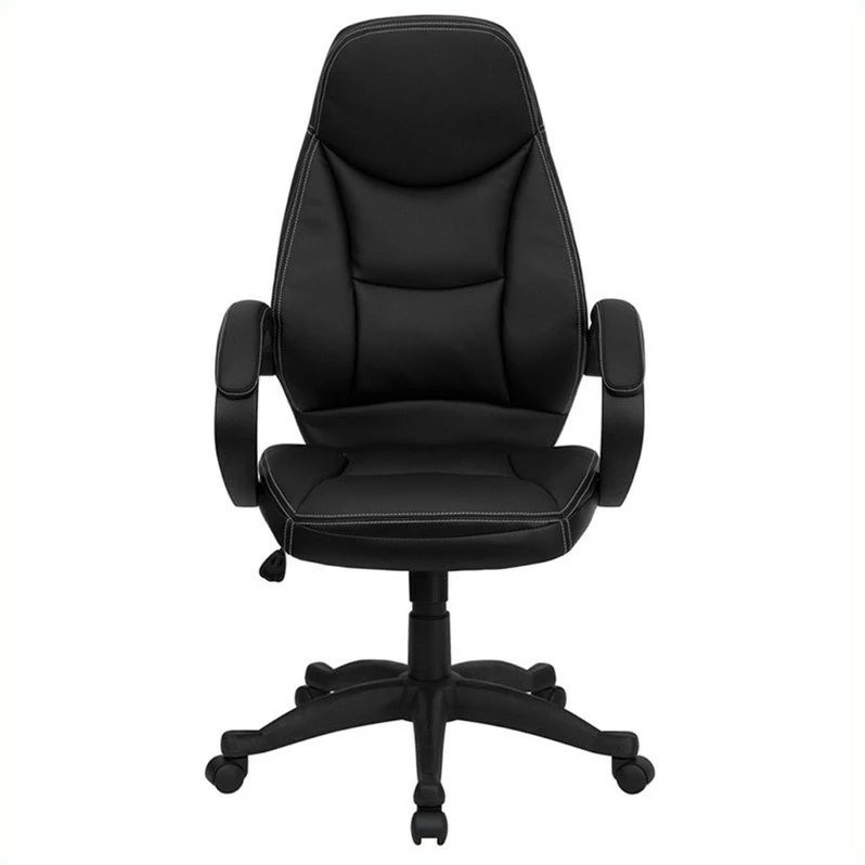 Pemberly Row High Back Contemporary Office Chair In Black Leather 3 Pemberly Row High Back Contemporary Office Chair In Black Leather