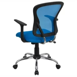 Pemberly Row Contemporary Mid Back Mesh Office Chair In Blue -CYMAX Sales 2774006 3 L