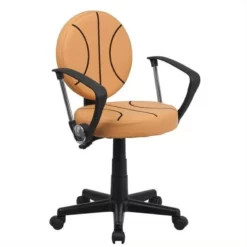 Pemberly Row Basketball Office Swivel Chair In Black And Orange