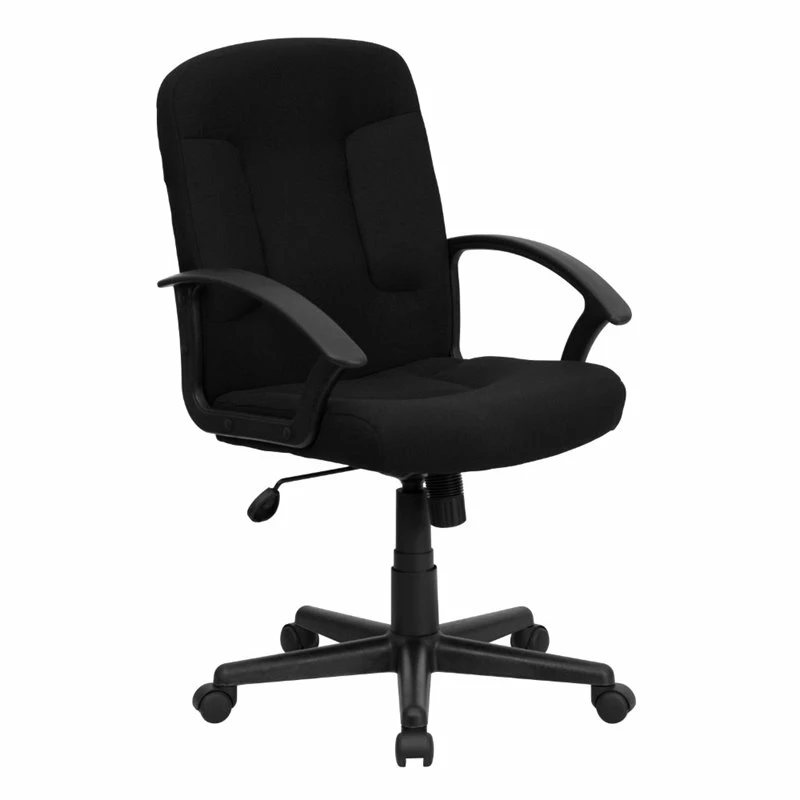 Pemberly Row Contemporary Mid Back Office Chair With Nylon Arms In Black 3 Pemberly Row Contemporary Mid Back Office Chair With Nylon Arms In Black