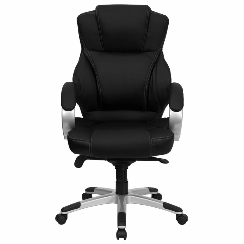 Pemberly Row Contemporary Leather Swivel Office Chair In Black 6 Pemberly Row Contemporary Leather Swivel Office Chair In Black - Image 4