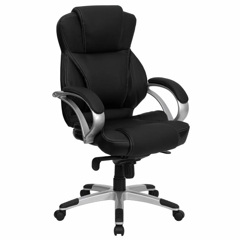 Pemberly Row Contemporary Leather Swivel Office Chair In Black 3 Pemberly Row Contemporary Leather Swivel Office Chair In Black