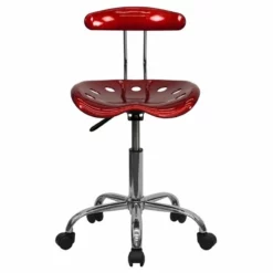 Pemberly Row Vibrant Computer Office Swivel Chair Seat In Red Wine