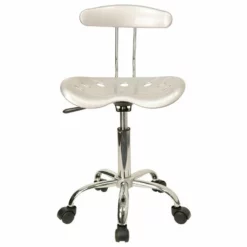 Pemberly Row Vibrant Computer Office Swivel Chair Seat In Silver And Chrome