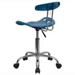 Pemberly Row Contemporary Vibrant Office Chair In Blue And Chrome -CYMAX Sales 2774033 3 L