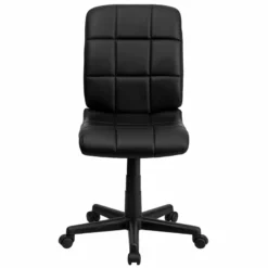Pemberly Row Contemporary Mid Back Quilted Office Swivel Chair In Black -CYMAX Sales 2774042 3 L