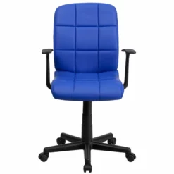 Pemberly Row Mid Back Quilted Office Swivel Chair With Arms In Blue -CYMAX Sales 2774043 3 L