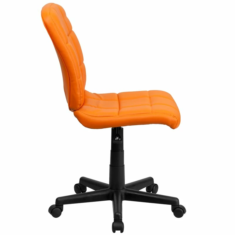 Pemberly Row Contemporary Mid Back Quilted Office Swivel Chair In Orange 4 Pemberly Row Contemporary Mid Back Quilted Office Swivel Chair In Orange - Image 2