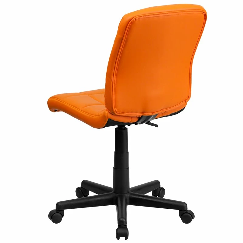 Pemberly Row Contemporary Mid Back Quilted Office Swivel Chair In Orange 5 Pemberly Row Contemporary Mid Back Quilted Office Swivel Chair In Orange - Image 3