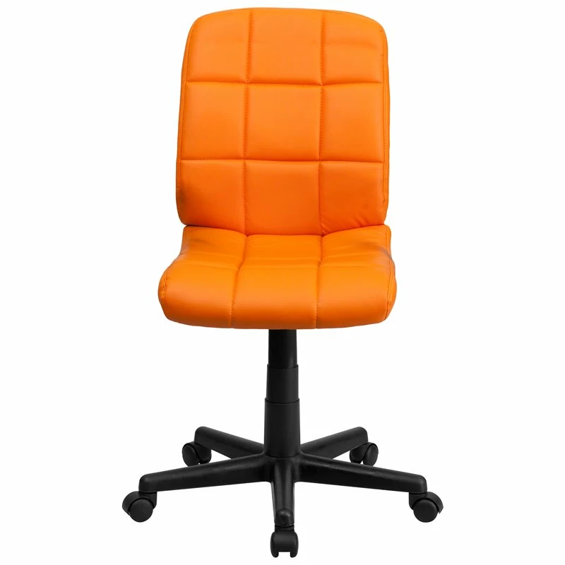Pemberly Row Contemporary Mid Back Quilted Office Swivel Chair In Orange 6 Pemberly Row Contemporary Mid Back Quilted Office Swivel Chair In Orange - Image 4
