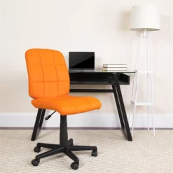 Pemberly Row Contemporary Mid Back Quilted Office Swivel Chair In Orange 13 Pemberly Row Contemporary Mid Back Quilted Office Swivel Chair In Orange -CYMAX Sales 2774047 5 L