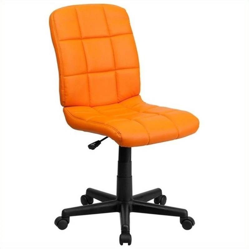 Pemberly Row Contemporary Mid Back Quilted Office Swivel Chair In Orange 3 Pemberly Row Contemporary Mid Back Quilted Office Swivel Chair In Orange