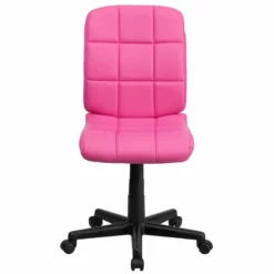 Pemberly Row Contemporary Mid Back Quilted Office Swivel Chair In Pink -CYMAX Sales 2774048 3 L
