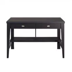 Pemberly Row Modern / Contemporary 2-Drawer Desk In Rich Espresso -CYMAX Sales 2774060 3 L