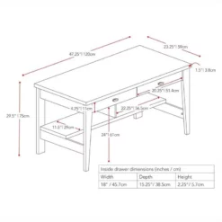 Pemberly Row Modern / Contemporary 2-Drawer Desk In Rich Espresso -CYMAX Sales 2774060 5 L