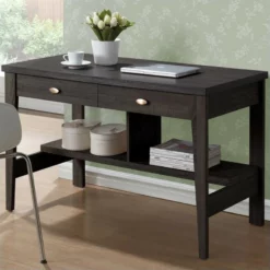 Pemberly Row Modern / Contemporary 2-Drawer Desk In Rich Espresso -CYMAX Sales 2774060 L