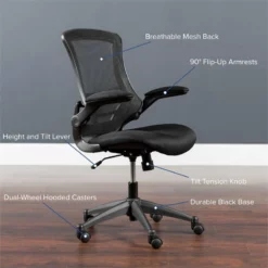 Pemberly Row Contemporary Mid-Back Mesh Office Chair In Black -CYMAX Sales 2774062 11 L