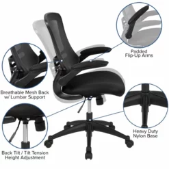 Pemberly Row Contemporary Mid-Back Mesh Office Chair In Black -CYMAX Sales 2774062 15 L