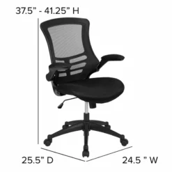 Pemberly Row Contemporary Mid-Back Mesh Office Chair In Black -CYMAX Sales 2774062 21 L