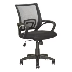 Pemberly Row Workspace Mesh Fabric Back Swivel Office Chair In Black