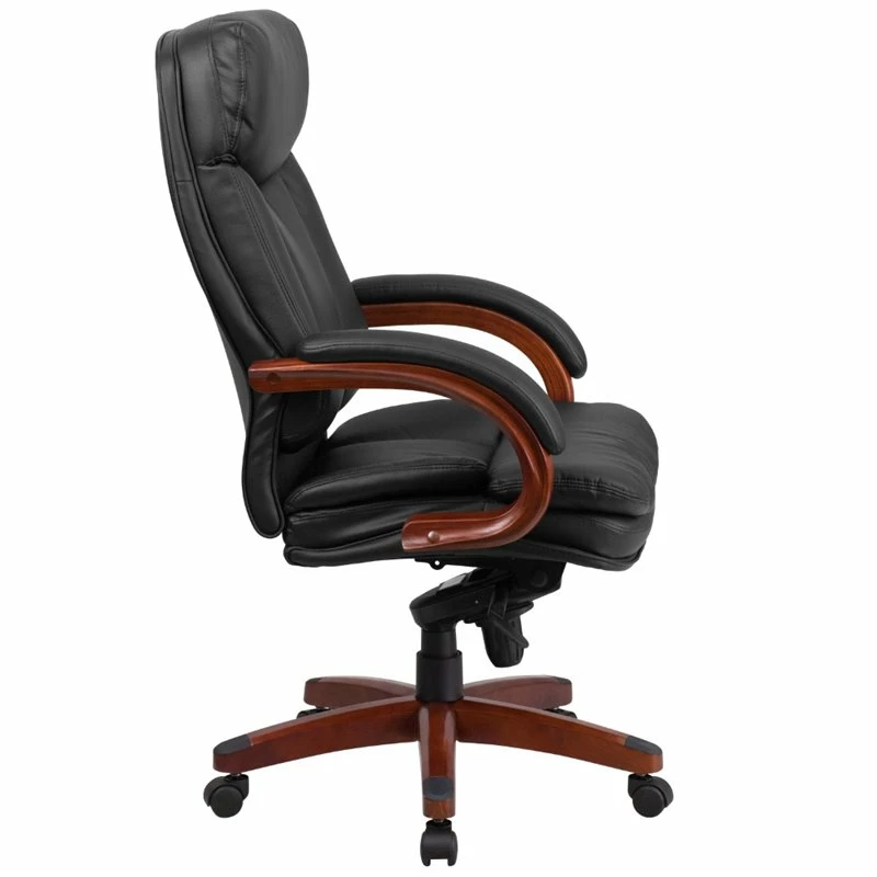 Pemberly Row Contemporary High Back Leather Swivel Office Chair In Black 4 Pemberly Row Contemporary High Back Leather Swivel Office Chair In Black - Image 2