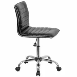 Pemberly Row Contemporary Ribbed Faux Leather Office Chair In Black -CYMAX Sales 2774081 2 L