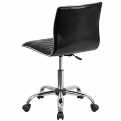 Pemberly Row Contemporary Ribbed Faux Leather Office Chair In Black -CYMAX Sales 2774081 3 L