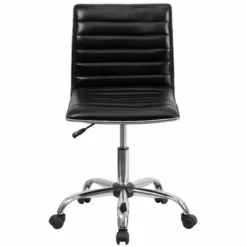 Pemberly Row Contemporary Ribbed Faux Leather Office Chair In Black -CYMAX Sales 2774081 4 L