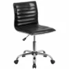 Pemberly Row Contemporary Ribbed Faux Leather Office Chair In Black -CYMAX Sales 2774081 L