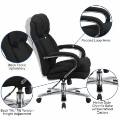 Pemberly Row Big And Tall Fabric Swivel Office Chair In Black 13 Pemberly Row Big And Tall Fabric Swivel Office Chair In Black -CYMAX Sales 2774087 5 L