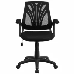 Pemberly Row Contemporary Mid-Back Office Swivel Chair In Black Mesh -CYMAX Sales 2774094 3 L