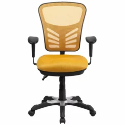 Pemberly Row Contemporary Mid Back Mesh Swivel Office Chair In Yellow -CYMAX Sales 2774097 3 L