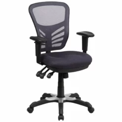 Pemberly Row Contemporary Mid Back Mesh Swivel Office Chair In Dark Gray