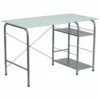 Pemberly Row Contemporary Glass Top Home Office Desk In Silver -CYMAX Sales 2774105 L