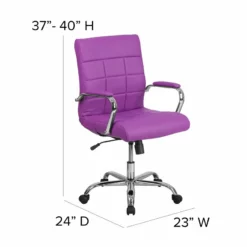Pemberly Row Mid Back Faux Leather Swivel Office Chair In Purple -CYMAX Sales 2774115 4 L