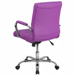 Pemberly Row Mid Back Faux Leather Swivel Office Chair In Purple -CYMAX Sales 2774115 5 L