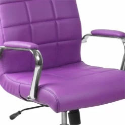 Pemberly Row Mid Back Faux Leather Swivel Office Chair In Purple -CYMAX Sales 2774115 6 L