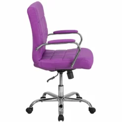 Pemberly Row Mid Back Faux Leather Swivel Office Chair In Purple -CYMAX Sales 2774115 7 L