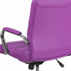 Pemberly Row Mid Back Faux Leather Swivel Office Chair In Purple -CYMAX Sales 2774115 9 L