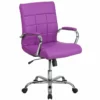 Pemberly Row Mid Back Faux Leather Swivel Office Chair In Purple -CYMAX Sales 2774115 L