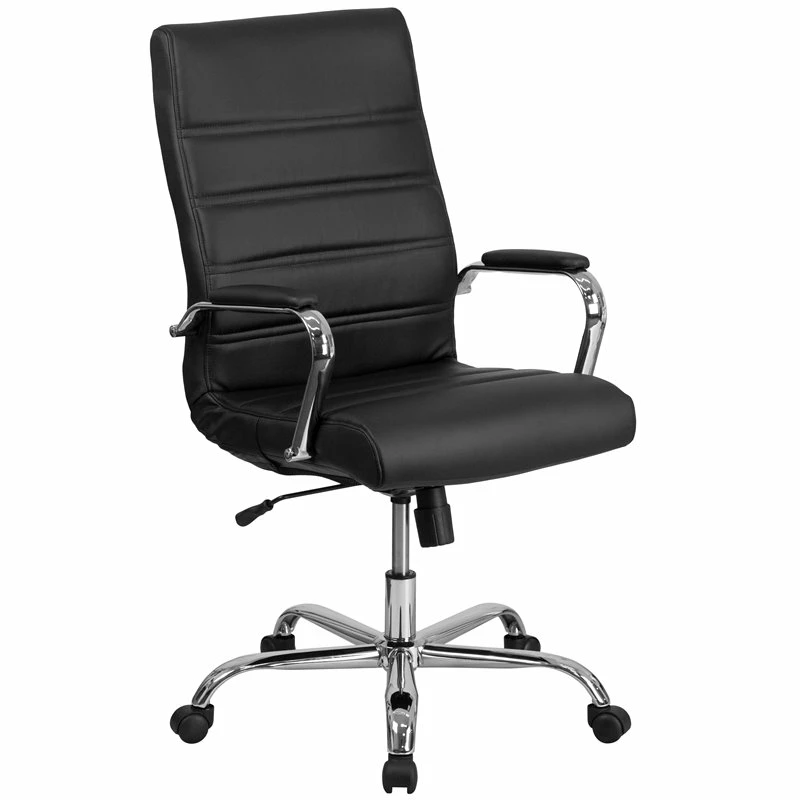Pemberly Row High Back Leather Office Swivel Chair In Black And Chrome 4 Pemberly Row High Back Leather Office Swivel Chair In Black And Chrome - Image 2