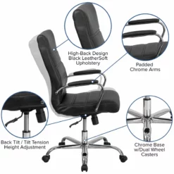 Pemberly Row High Back Leather Office Swivel Chair In Black And Chrome 14 Pemberly Row High Back Leather Office Swivel Chair In Black And Chrome -CYMAX Sales 2774116 4 L