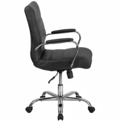 Pemberly Row Mid Back Leather Office Swivel Chair In Black And Chrome 8 Pemberly Row Mid Back Leather Office Swivel Chair In Black And Chrome -CYMAX Sales 2774117 1 L
