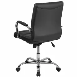 Pemberly Row Mid Back Leather Office Swivel Chair In Black And Chrome 9 Pemberly Row Mid Back Leather Office Swivel Chair In Black And Chrome -CYMAX Sales 2774117 2 L