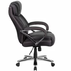 Pemberly Row Contemporary Big And Tall Leather Office Chair In Black -CYMAX Sales 2774119 2 L