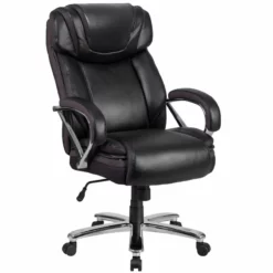 Pemberly Row Contemporary Big And Tall Leather Office Chair In Black