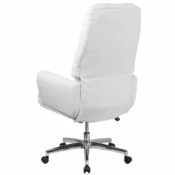 Pemberly Row Leather High Back Swivel Executive Chair In White -CYMAX Sales 2774126 2 L