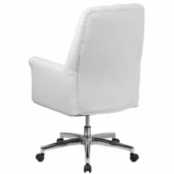 Pemberly Row Faux Leather Mid Back Swivel Office Chair In White 8 Pemberly Row Faux Leather Mid Back Swivel Office Chair In White -CYMAX Sales 2774127 2 L
