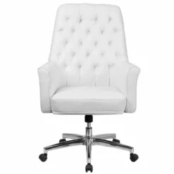 Pemberly Row Faux Leather Mid Back Swivel Office Chair In White 9 Pemberly Row Faux Leather Mid Back Swivel Office Chair In White -CYMAX Sales 2774127 3 L