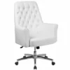 Pemberly Row Faux Leather Mid Back Swivel Office Chair In White -CYMAX Sales 2774127 L